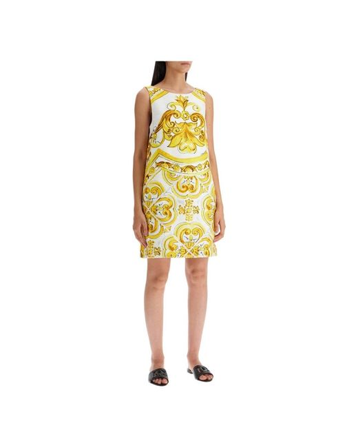 Dolce & Gabbana Yellow Maiolica brokat mini kleid
