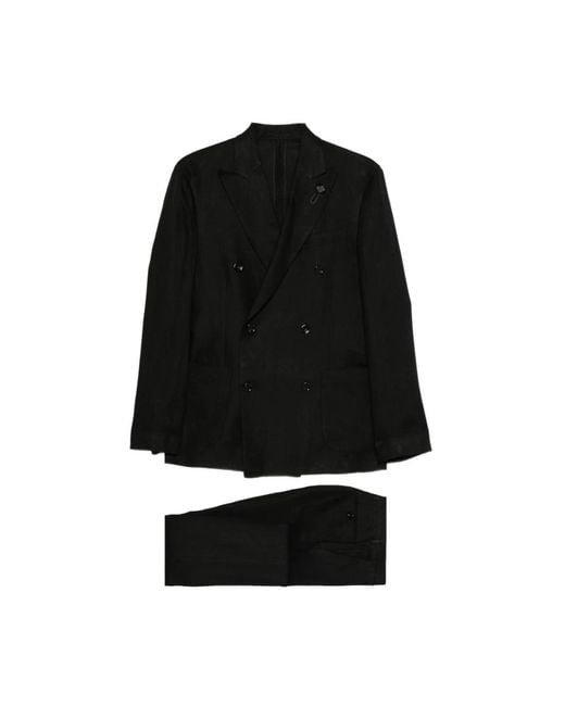 Lardini Black Double Breasted Suits for men