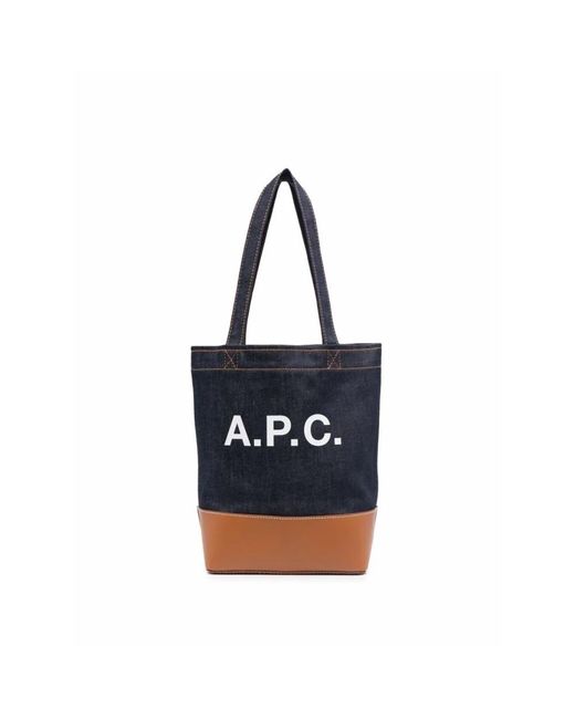 A.P.C. Baumwoll-tote-tasche mit lederdetails in Black für Herren