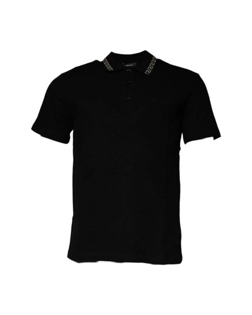 Versace Tops ,Zwart ,Zwarte Greca Polo Shirt in het Black voor heren