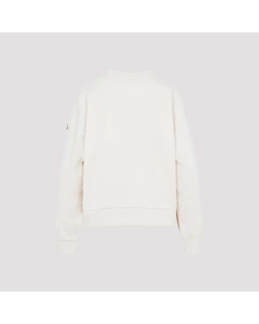 Moncler Hoodies & Sweatvesten ,Wit ,Katoen Geborduurd Logo Katoenen Sweatshirt in het White