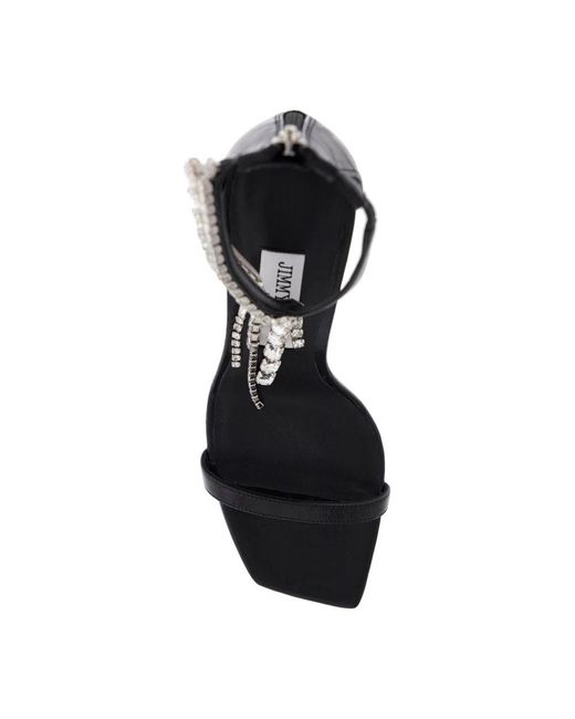 Jimmy Choo Black Kristallverzierte ledersandalen