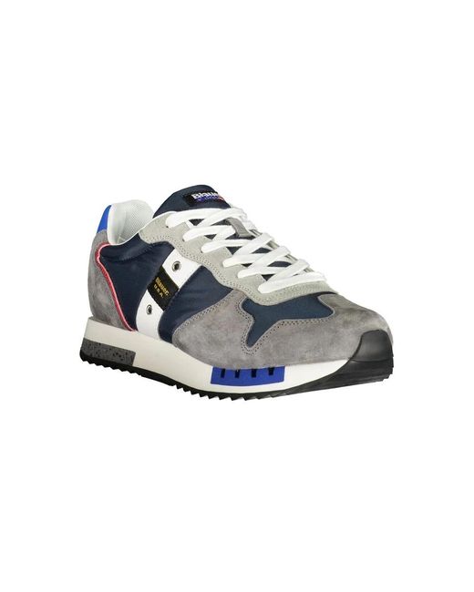 Blauer Brauner Leder Herren Sneaker in Blue für Herren