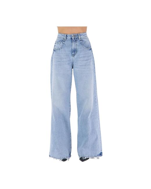 ICON DENIM Blue Weite denim jeans für frauen