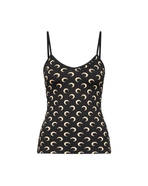 MARINE SERRE Black Sleeveless Tops