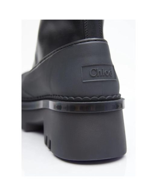 Chloé Black Leder-zip-up-stiefel mit gummipanel