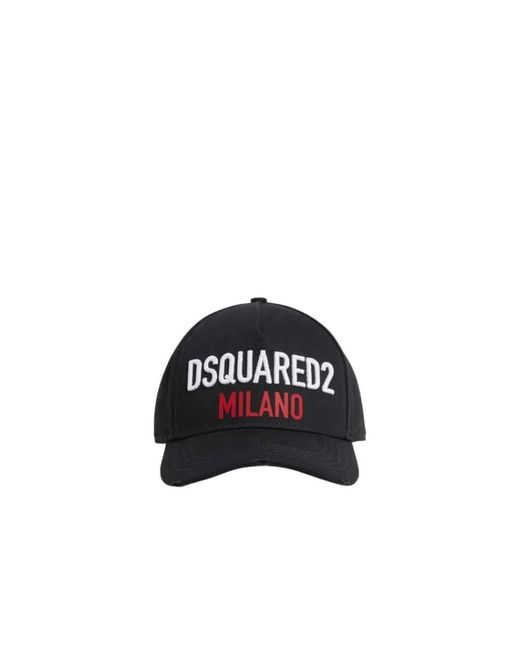 DSquared² Accessoires ,Zwart ,Katoen Katoenen Gabardine Geborduurd Logo Pet in het Black