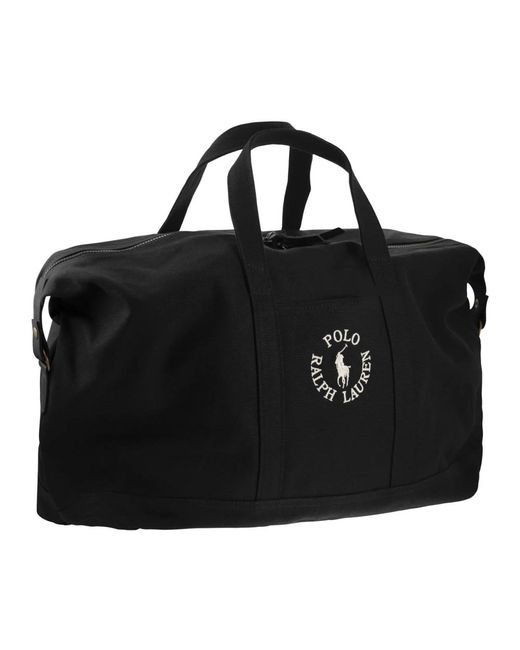 Ralph Lauren Bestickte logo baumwoll-duffle-tasche in Black für Herren