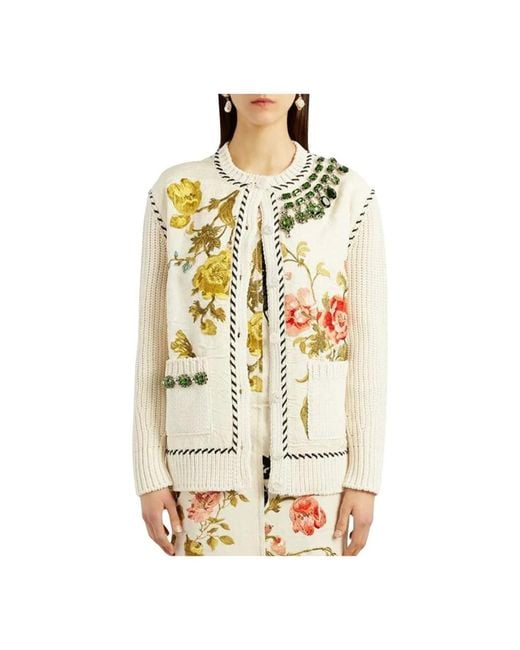 Erdem Truien & Vesten ,Katoen Bloemen Gebreid Jack in het Metallic