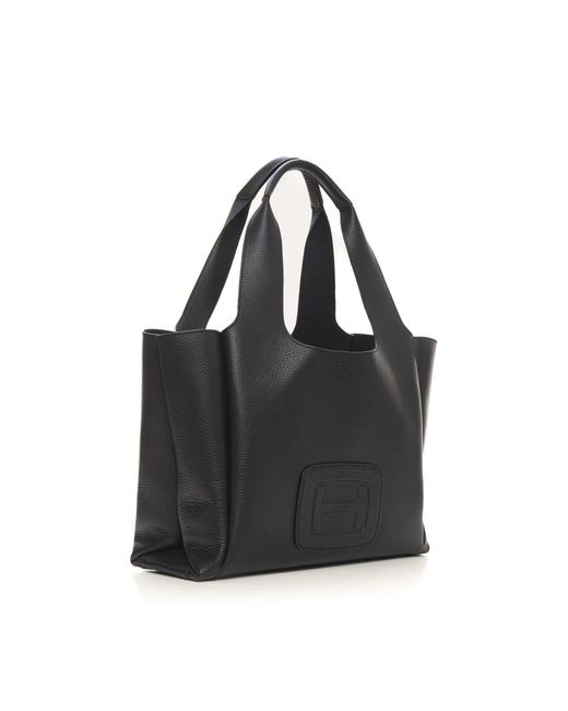 Hogan Black Leder einkaufstasche mit abnehmbarer clutch