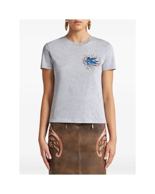 Etro Tops ,Grijs ,Stijlvolle Cut And Sew T-Shirts in het Gray