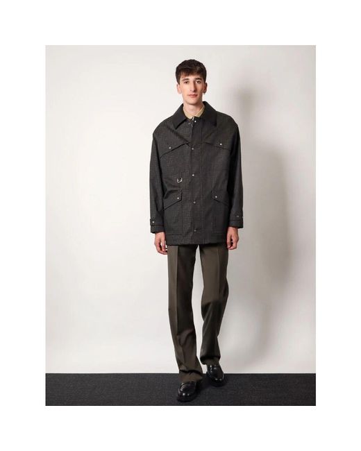Fendi Braune Gesteppte Reißverschlussjacke in Black für Herren