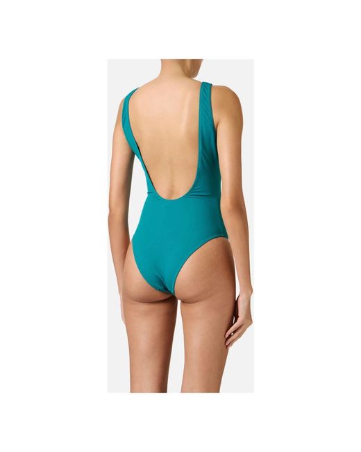 Iceberg Badmode ,Blauw ,Kobalt Een-Delig Olympisch-Stijl Badpak Met Toon-Op-Toon Logo in het Blue