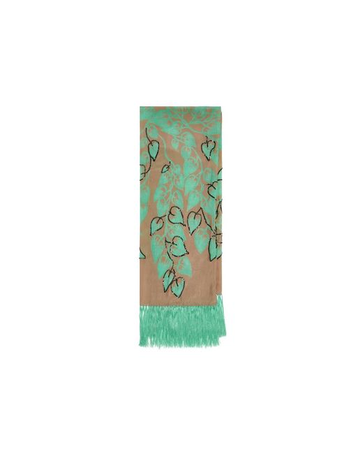 Stola in seta con stampa foglie di Maliparmi in Green