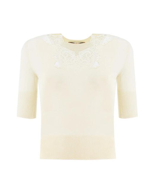Round-Neck Knitwear di Ermanno Scervino in White