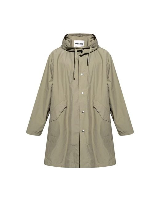 Jil Sander Jassen ,Groen ,Katoen Hooded Coat in het Green voor heren