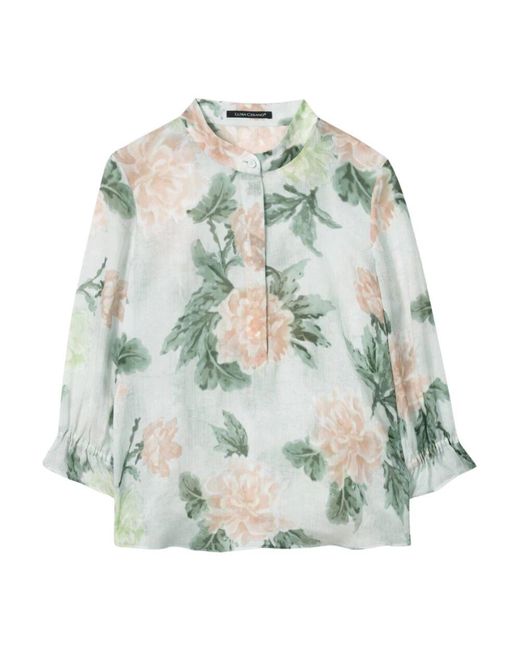 Luisa Cerano Green Verblasstes Blumenmuster Tunika Bluse