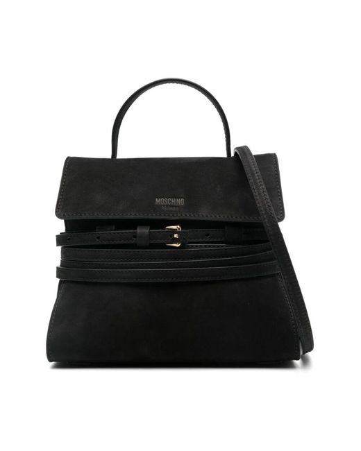 Moschino Black Schwarze Schultertasche Mit Umklappbarem Top