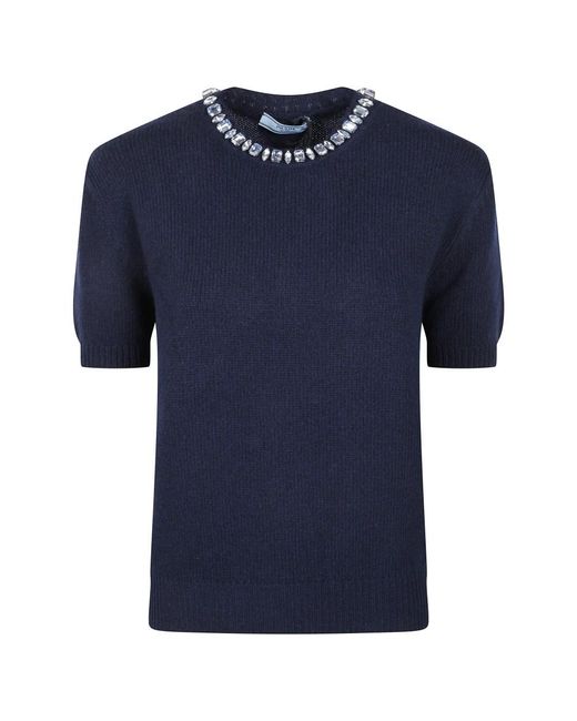 Prada Blue Round-Neck Knitwear