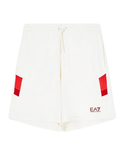 EA7 White Casual Shorts for men