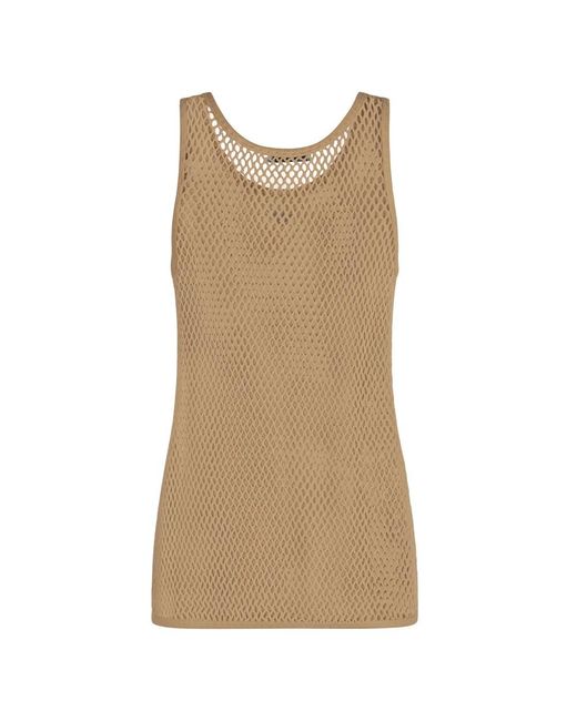 Prada Tops ,Katoen Mouweloze Katoenen Mesh Top in het Brown