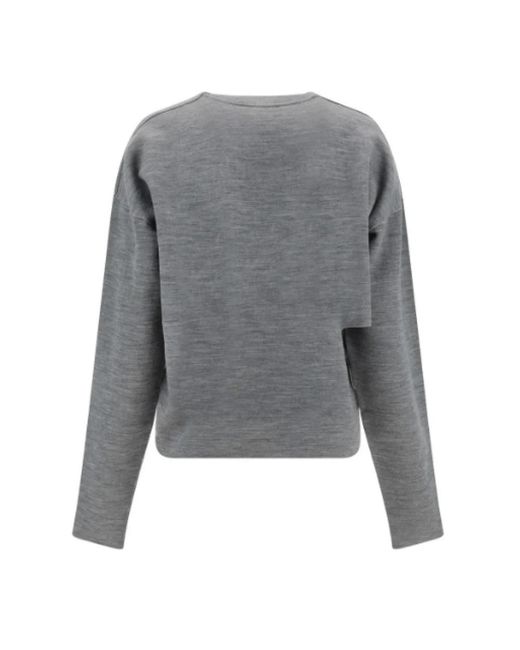 Fendi Hoodies & Sweatvesten ,Grijs ,Wol Monochrome Wollen Crop Trui in het Gray