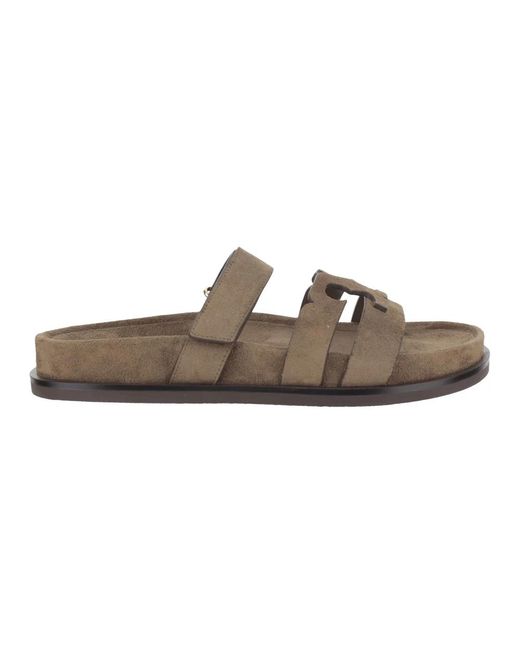 Tory Burch Schoenen ,Leer Ines Sport Slide in het Brown