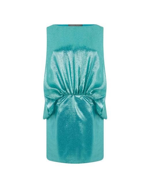 Alberta Ferretti Korte Jurk Met Ruche Aan De Taille in het Blue