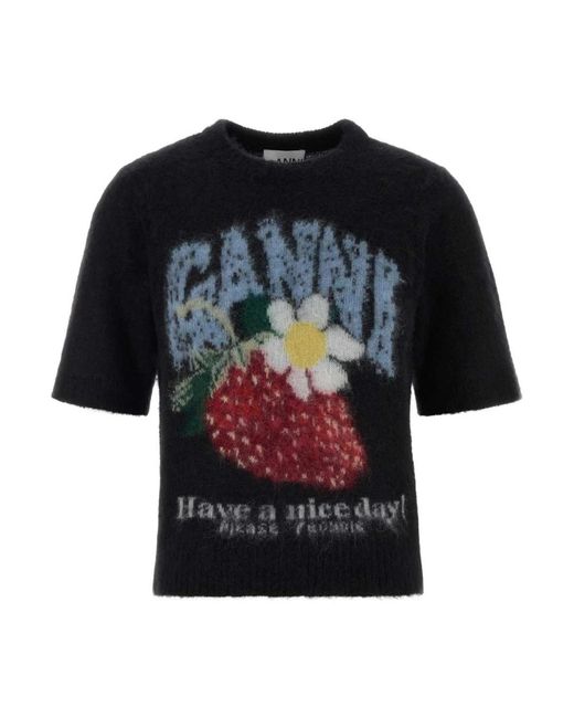 Ganni Black Round-Neck Knitwear