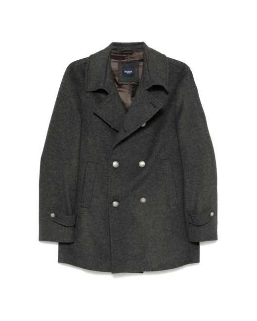 Barba Napoli Black Double-Breasted Coats for men