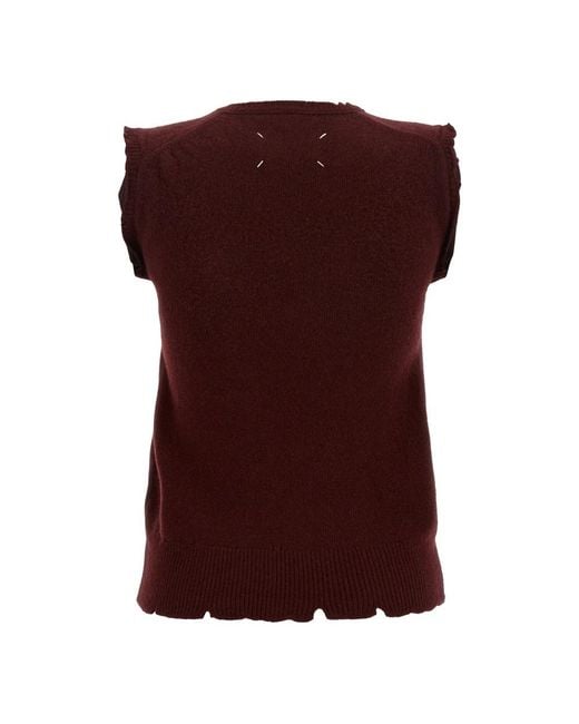 Maison Margiela Red V-Neck Knitwear