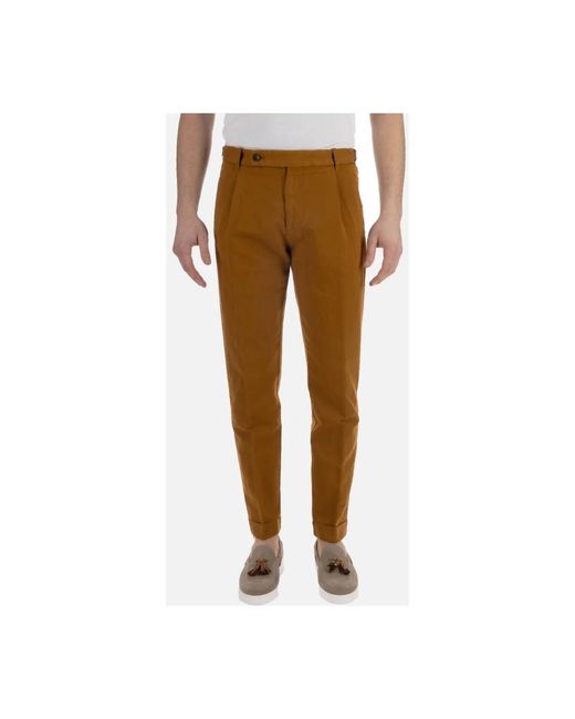 BERWICK 1707 Brown Slim-Fit Trousers for men