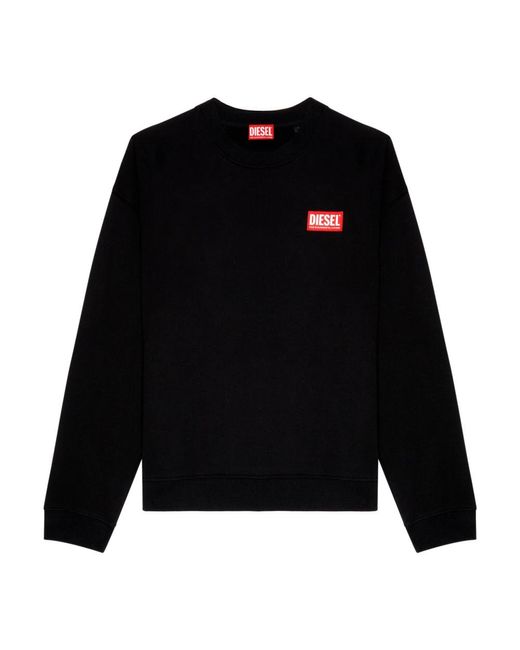 Oversized sweatshirt con logo patch di DIESEL in Black da Uomo