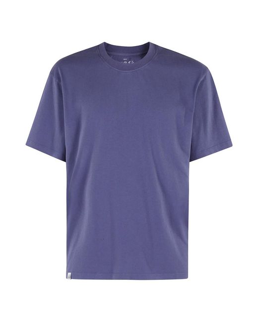 Edwin Tops ,Paars ,Katoen Paarse Basic T-Shirt Oversize Korte Mouw in het Blue voor heren