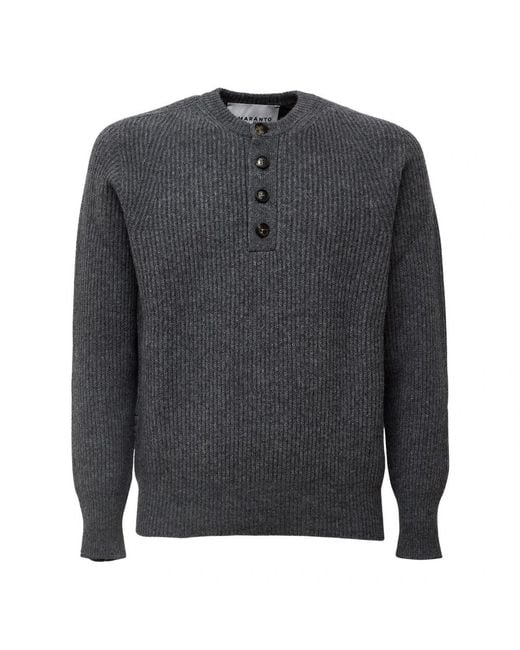 Amaranto Rundhals-Strickpullover in Gray für Herren