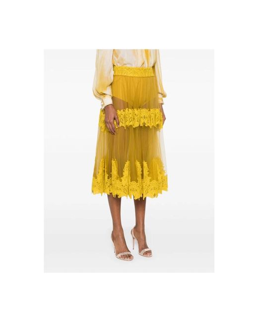 Elisabetta Franchi Yellow Midi Skirts