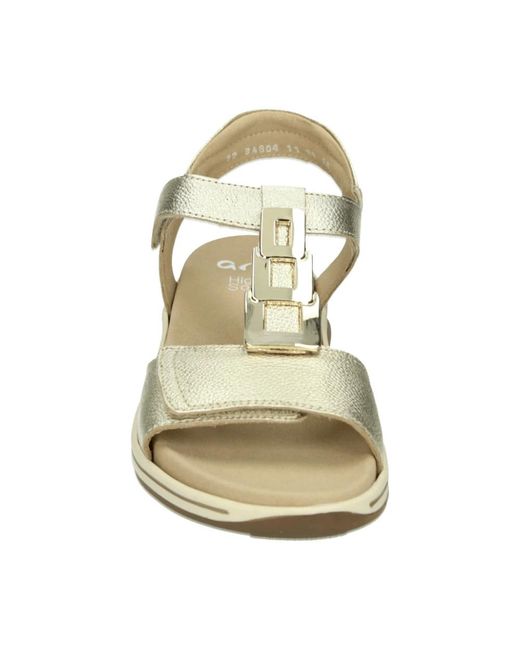 Ara Schoenen ,Grijs ,Leer 1234804 Flat Sandalen in het Metallic