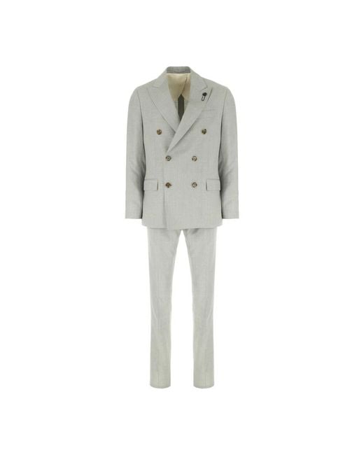 Lardini Gray Double Breasted Suits for men