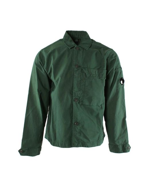 C P Company Green Cotton Ottoman Overshirt Jacket for men