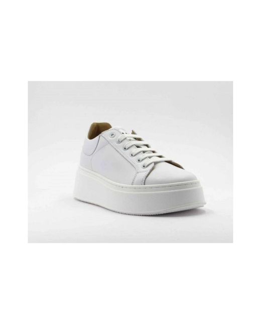 Lemarè Gray Weiße Ledersneaker Mit 50Mm Absatz