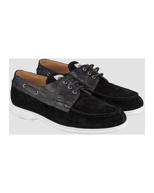 Kiton Black Boat Shoes for men