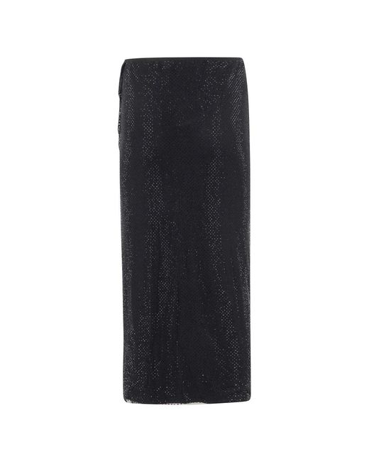 Self-Portrait Rhinestone Midi Rok in het Black