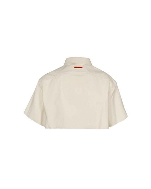 Heron Preston Overhemden ,Katoen Klassieke Katoenen Shirt Logo Detail in het Natural