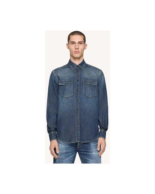 Dondup Blue Denim Shirts for men
