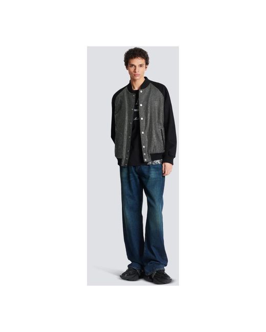 Balmain Black Embellished Bomber Jacket for men