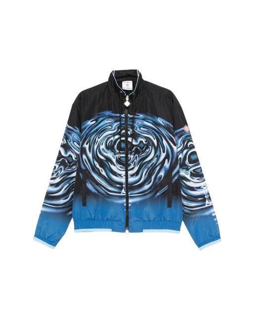 Casablanca Jassen ,Veelkleurig ,Polyester Warped Logo Ripple Windbreaker Jacket in het Blue voor heren