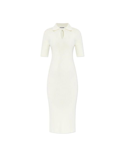 Jil Sander Kleedjes ,Wol Wool Turtleneck Dress in het White