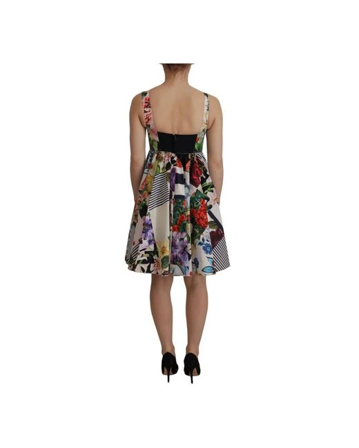 Dolce & Gabbana Black Patchwork A-Line Mini Kleid