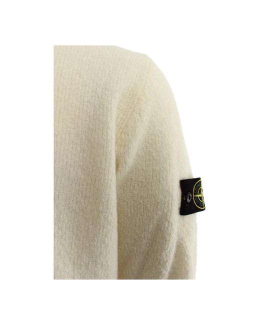 Stone Island White Round-Neck Knitwear for men