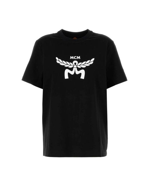 MCM Tops ,Zwart ,Katoen Klassiek Zwart Katoenen T-Shirt in het Black